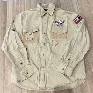 Very nice Ralph Lauren safari style M has added patches Africa and Range Rover